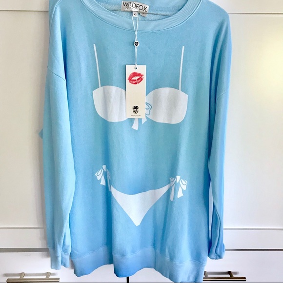 Wildfox bikini bod roadtripper sweatshirt blue - Picture 3 of 7